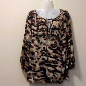 Willi Smith animal print V-neck blouse